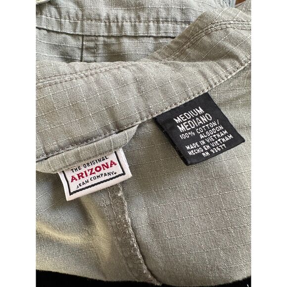 Arizona Jean Company Vintage Y2k Olive Green Utility Military Style Jacket Med - Picture 4 of 7